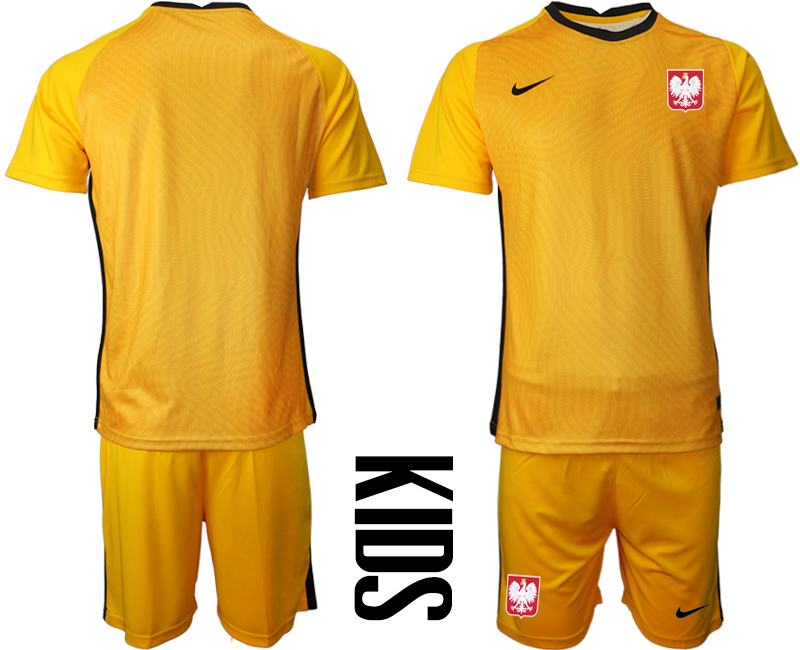 Cheap 2021 European Cup Poland yellow goalkeeper Youth soccer jerseys
